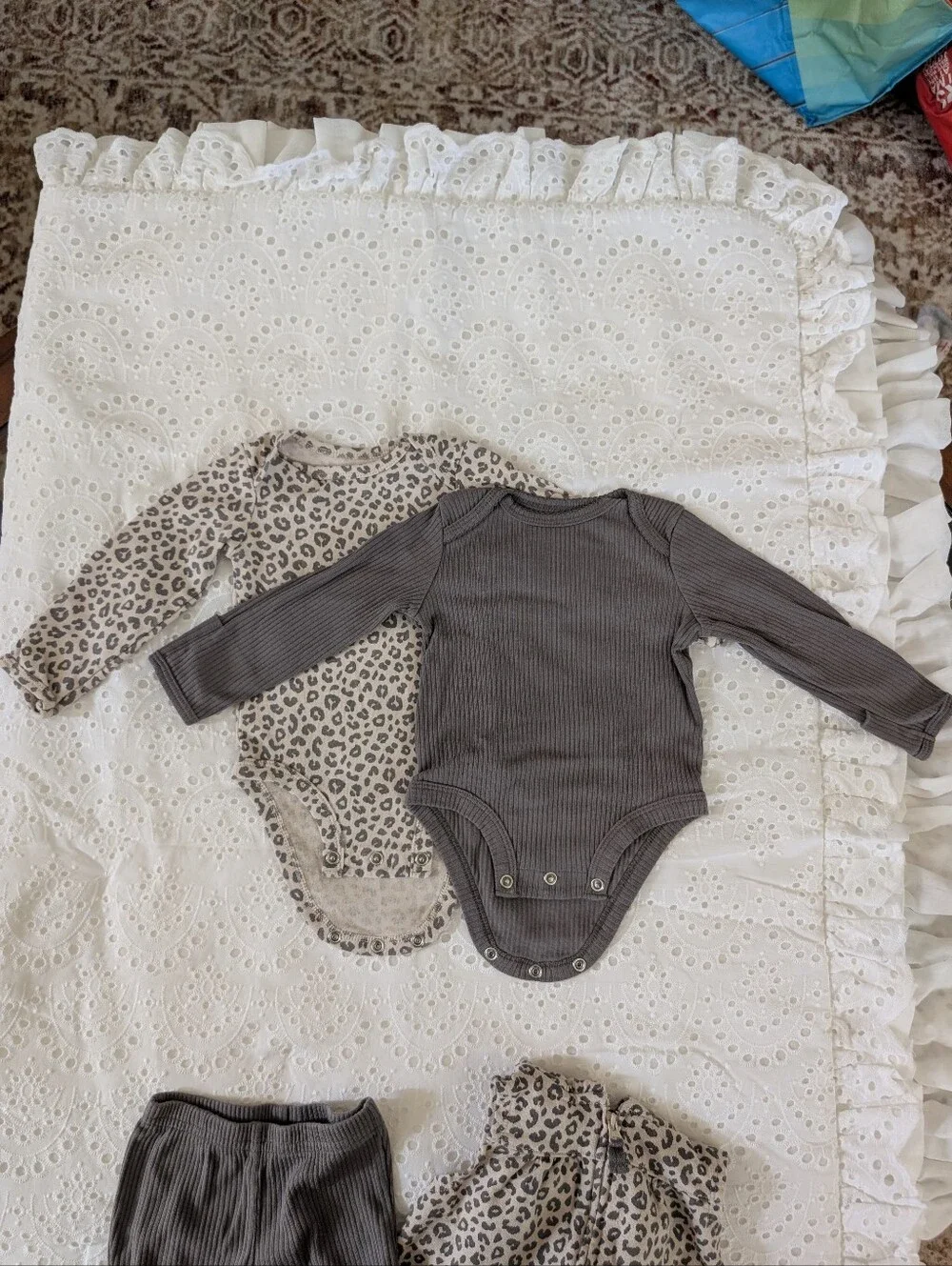 Carter's Leopard Hooded Vest & Gray Ribbed 4-Piece Set